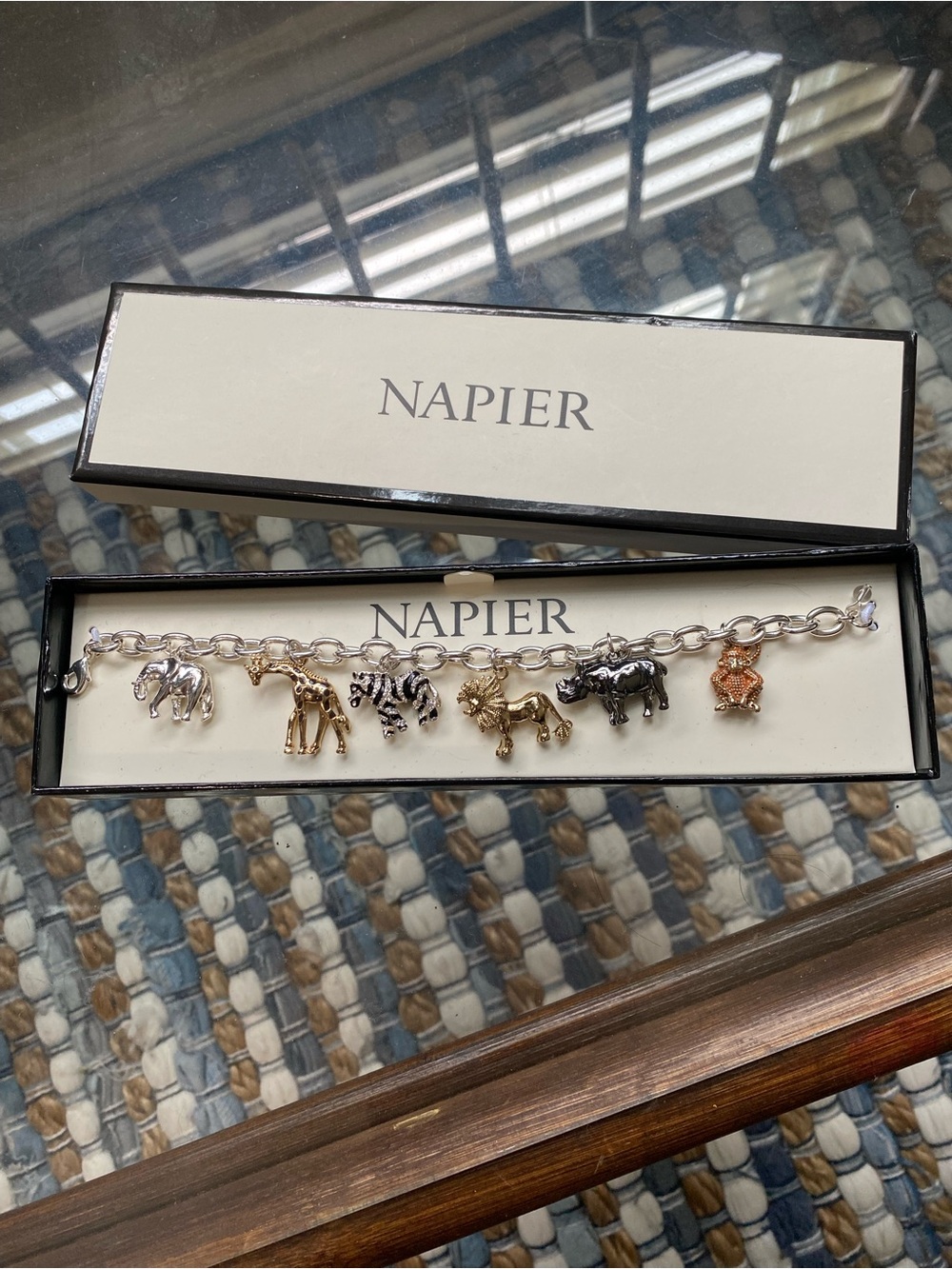 Napier Mixed Metal Safari Animal Charm Bracelet - Silver, Gold, Black, Rose Gold